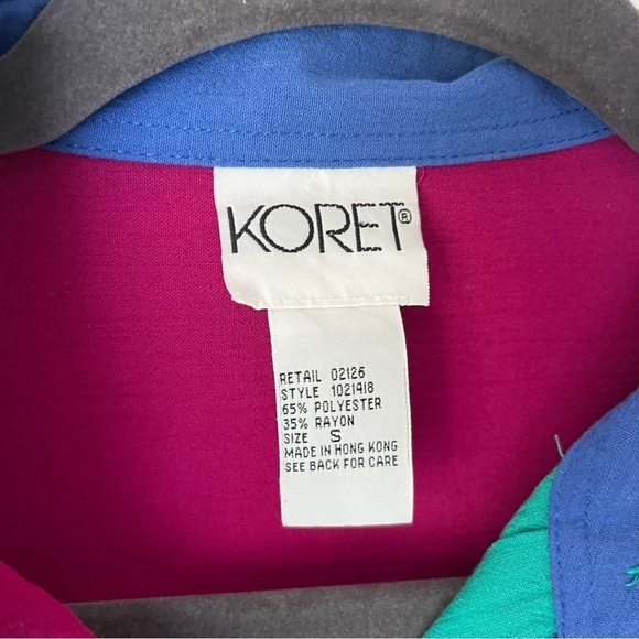 Vintage 90s Koret Colorblock Embroidered Short Sleeve Button Front Shirt S - Picture 2 of 3